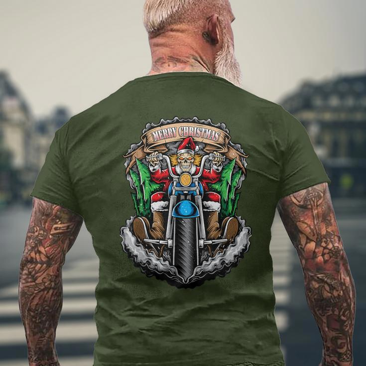Christmas Motorcycle Santa Skull Santa Bike Rider Men's T-shirt Back Print Gifts for Old Men