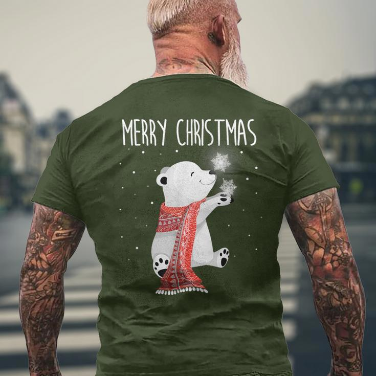 Cute Polar Bear Scarf Merry Christmas Xmas Holidays Men's T-shirt Back Print Gifts for Old Men