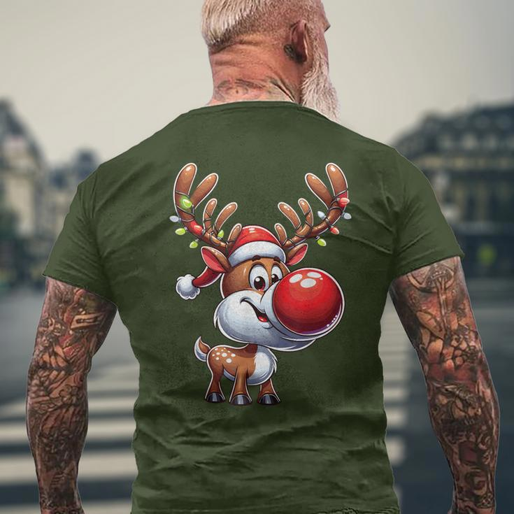 Festliches Rentier mit Leuchtender Nase Weihnachts-Kurzärmliges Herren-T-Kurzärmliges Herren-T-Shirt, Beleuchtetes Motiv Geschenke für alte Männer
