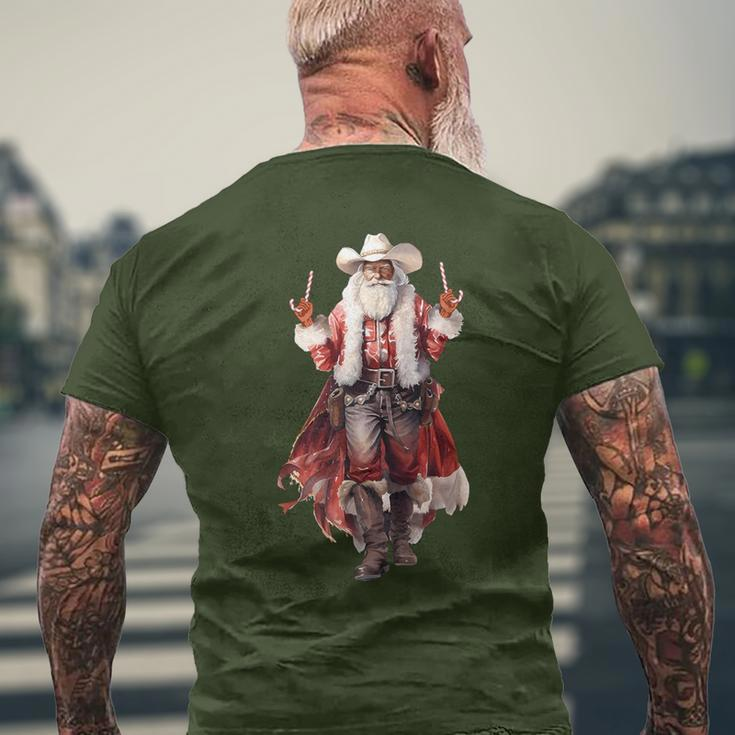 Christmas Western Cowboy Santa Claus And Candy Cane Men's T-shirt Back Print Gifts for Old Men