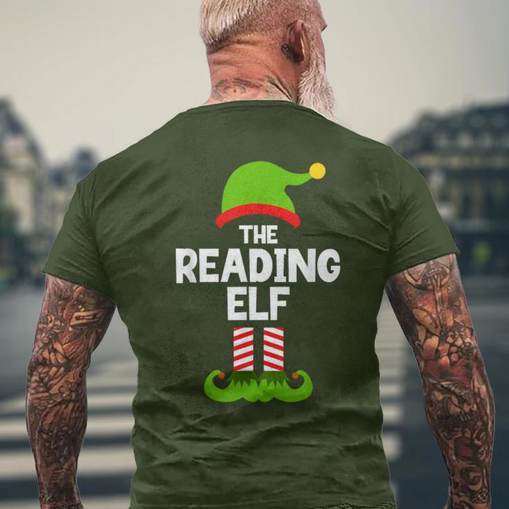 The Reading Elf Christmas Matching Party Book Reader Men's T-shirt Back Print Gifts for Old Men