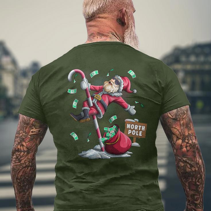 Santa North Pole Ugly Christmas Pole Dancer Santa Men's T-shirt Back Print Gifts for Old Men