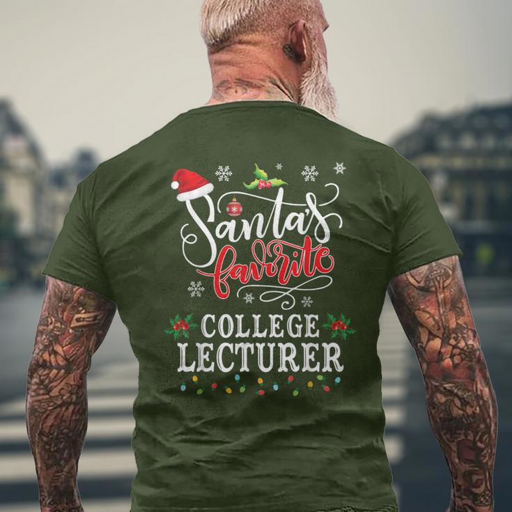 Santa's Favorite College Lecturer Christmas Party Men's T-shirt Back Print Gifts for Old Men