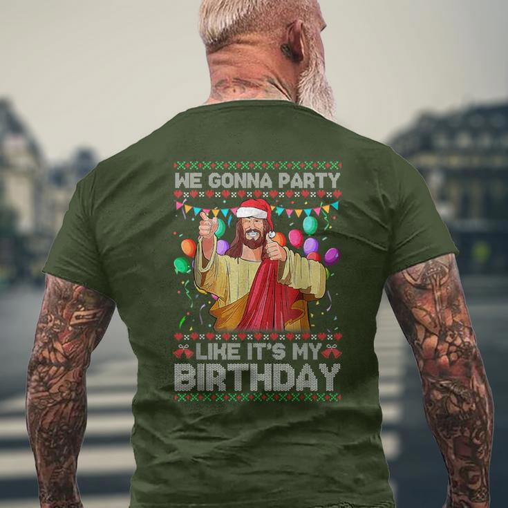 We Gonna Party Like It's My Birthday Ugly Christmas Sweater Men's T-shirt Back Print Gifts for Old Men