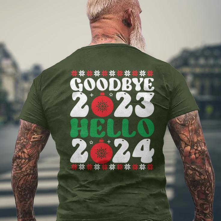 Goodbye 2023 Hello 2024 Christmas Xmas Happy New Year's Eve Men's T-shirt Back Print Gifts for Old Men
