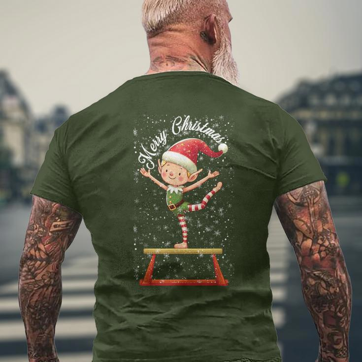 Gymnast Elf On Balance Beam Xmas Gymnastics Christmas Men's T-shirt Back Print Gifts for Old Men