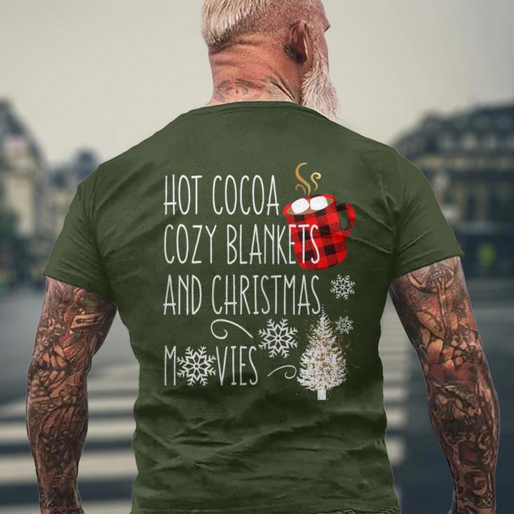 Hot Cocoa Cozy Blankets And Christmas Movie Buffalo Plaid Men's T-shirt Back Print Gifts for Old Men