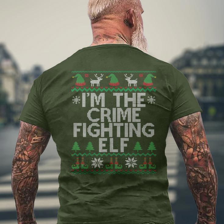 I'm The Crime Fighting Elf Police Officer Ugly Christmas Cop Men's T-shirt Back Print Gifts for Old Men