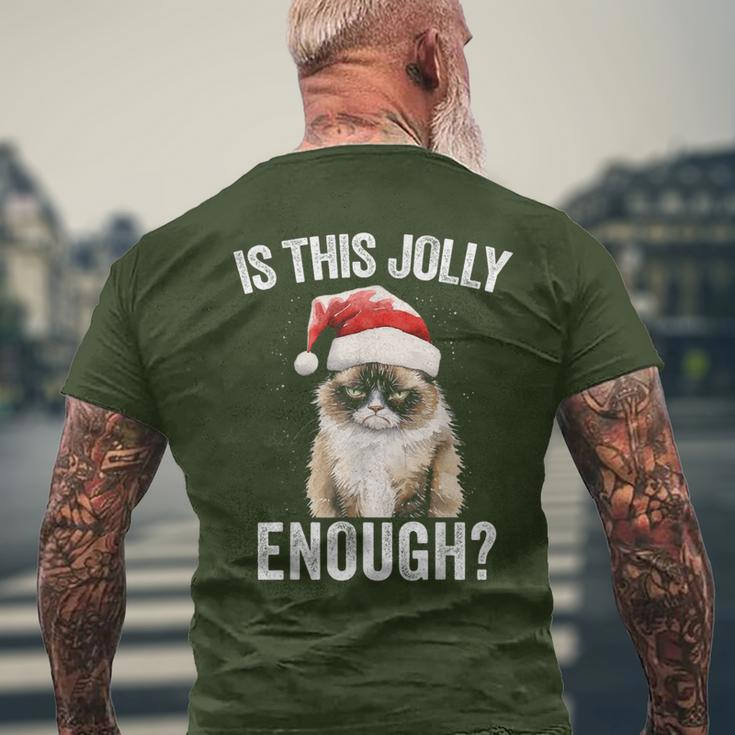Is This Jolly Enough Christmas Cat Santa Hat Grumpy Men's T-shirt Back Print Gifts for Old Men