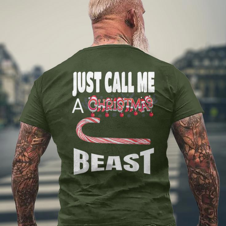 Just Call A Christmas Beast With Cute Candy Cane Men's T-shirt Back Print Gifts for Old Men