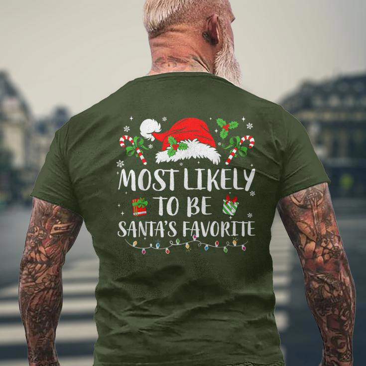 Most Likely To Be Christmas Santa's Favorite Family Pajamas Men's T-shirt Back Print Gifts for Old Men