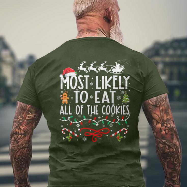 Most Likely To Eat All Of The Cookies Family Christmas Men's T-shirt Back Print Gifts for Old Men
