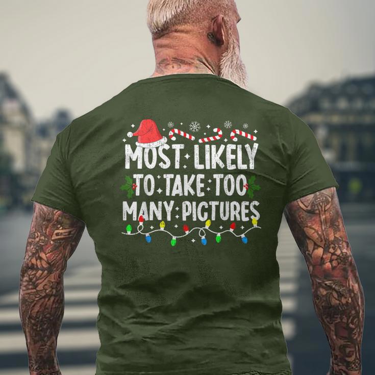 Most Likely To Take Too Many Pictures Family Christmas Men's T-shirt Back Print Gifts for Old Men