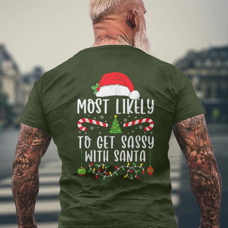 Most Likely To Get Sassy With Santa Christmas Matching Men's T-shirt Back Print Gifts for Old Men