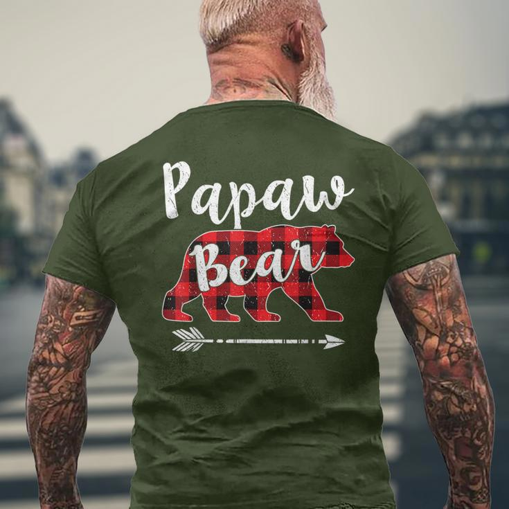 Matching Christmas Pajama Red Plaid Papaw Bear Men's T-shirt Back Print Gifts for Old Men