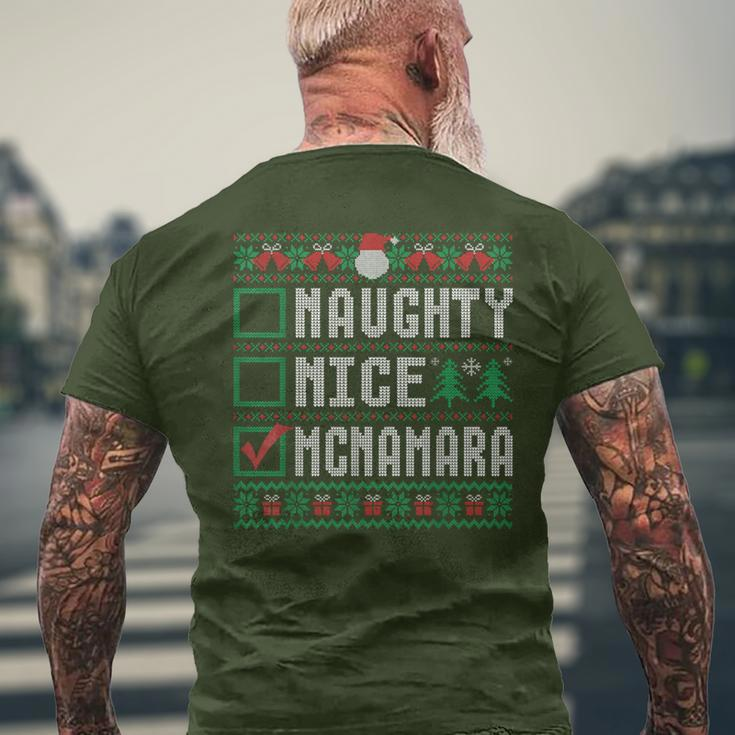 Mcnamara Family Name Naughty Nice Mcnamara Christmas List Men's T-shirt Back Print Gifts for Old Men