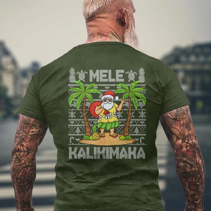 Mele Kalikimaka Santa Claus Hawaiian Christmas In July Men's T-shirt Back Print Gifts for Old Men