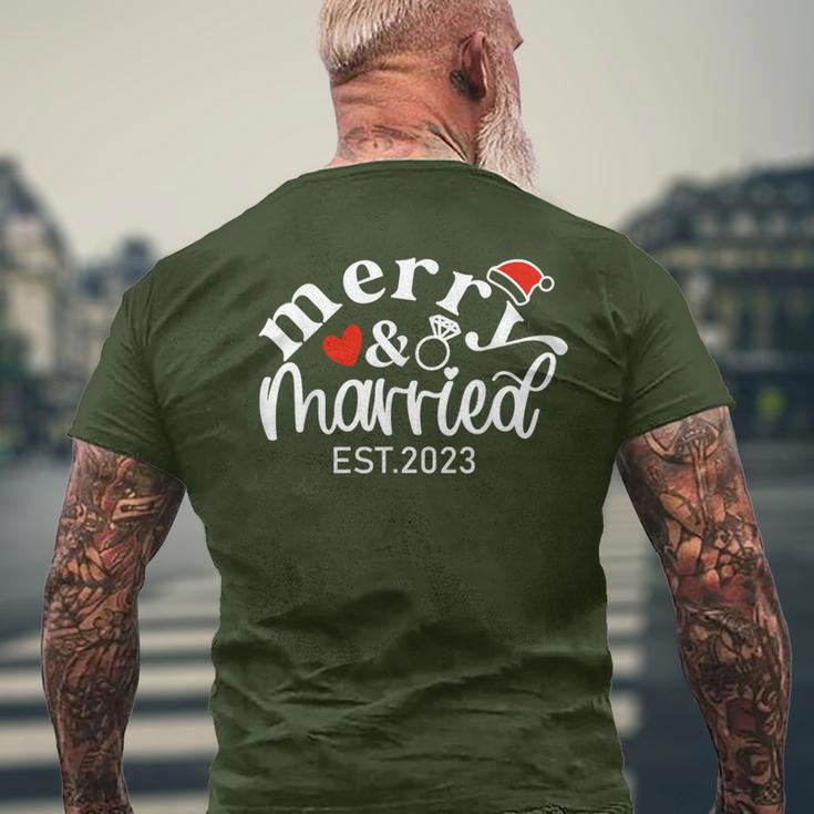Merry & Married 2023 First Christmas Couple Matching Men's T-shirt Back Print Gifts for Old Men