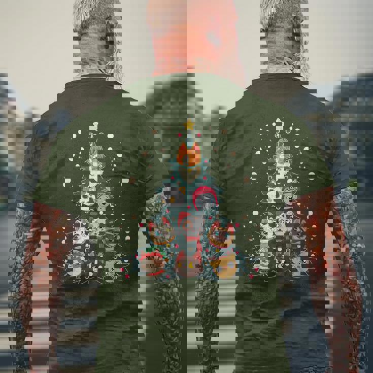 Merry Catmas Christmas Tree Cats Xmas Meow Christmas Men's T-shirt Back Print Gifts for Old Men