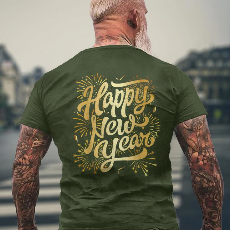 Merry Christmas Happy New Year New Years Eve Party Fireworks Men's T-shirt Back Print Gifts for Old Men
