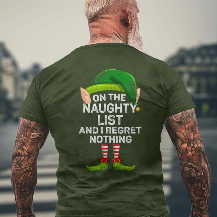On The Naughty List And I Regret Nothing Elf Christmas Men's T-shirt Back Print Gifts for Old Men