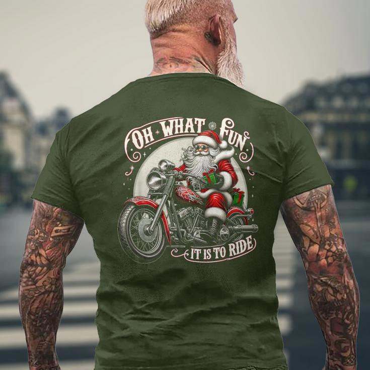 Oh What Fun It Is To Ride Motorcycle Biker Santa Xmas Men's T-shirt Back Print Gifts for Old Men
