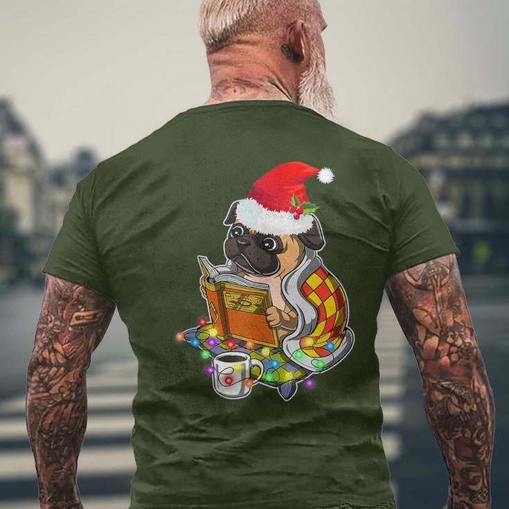 Pug Reading Book Dog Bookworm All Booked For Christmas Men's T-shirt Back Print Gifts for Old Men