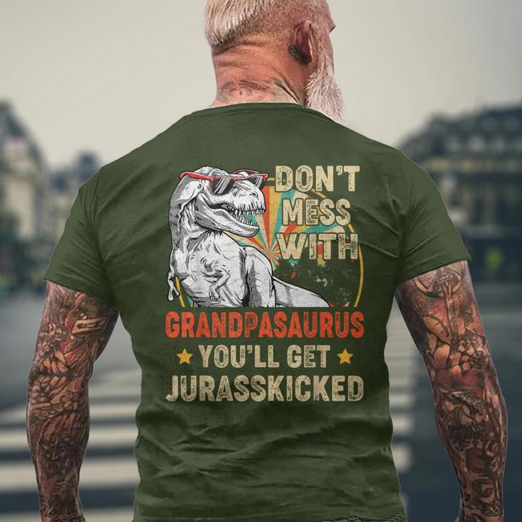 Retro Grandpa Rex Saurus Father's Day Christmas Dinosaurs Men's T-shirt Back Print Gifts for Old Men
