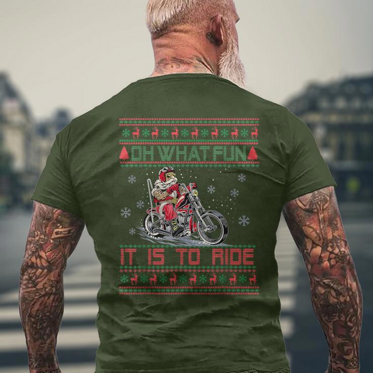 Santa Claus Riding Motorcycle Xmas Biker Present Christmas Men's T-shirt Back Print Gifts for Old Men