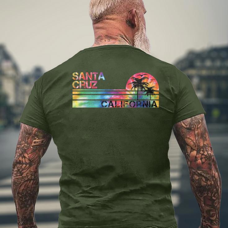 Santa Cruz California Tie Dye Vintage Inspired Striped Men's T-shirt Back Print Gifts for Old Men