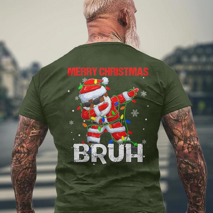 Santa Merry Christmas Bruh Afro African American Xmas Retro Men's T-shirt Back Print Gifts for Old Men