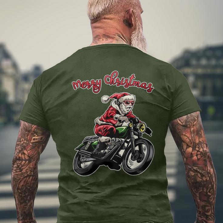Santa Riding A Motorbike Christmas Motorcycle Christmas Men's T-shirt Back Print Gifts for Old Men