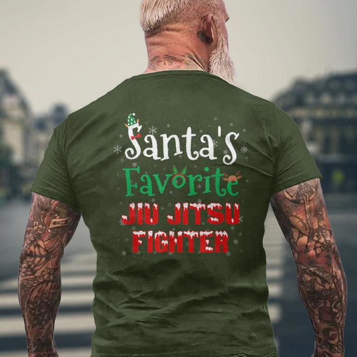 Santa's Favorite Jiu Jitsu Fighter Christmas Costumes Elf Men's T-shirt Back Print Gifts for Old Men