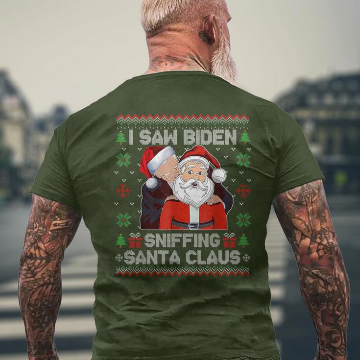 I Saw Biden Sniffing Santa Claus Biden Ugly Xmas Men's T-shirt Back Print Gifts for Old Men