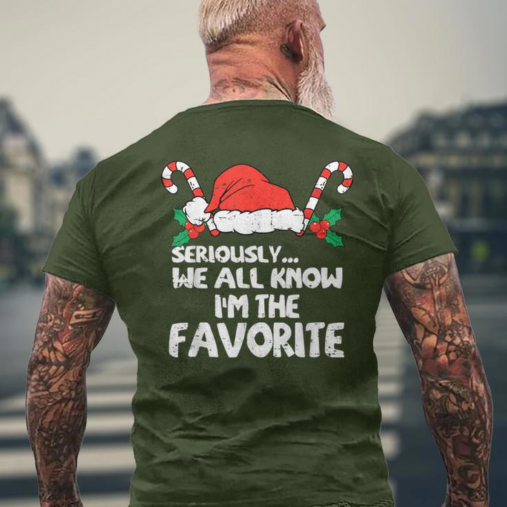 Seriously…We All Know I'm The Favorite Santa Hat Xmas Family Men's T-shirt Back Print Gifts for Old Men