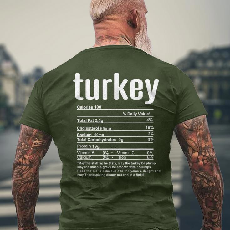 Thanksgiving Christmas Turkey Nutritional Facts Men's T-shirt Back Print Gifts for Old Men