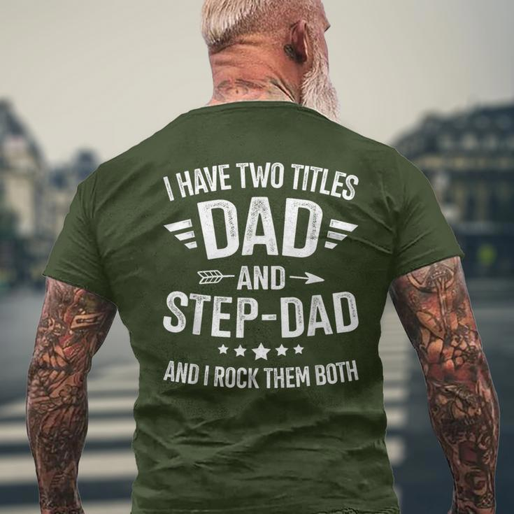 Two Titles Step Dad Bonus Dad Fathers Day Birthday Christmas Men's T-shirt Back Print Gifts for Old Men