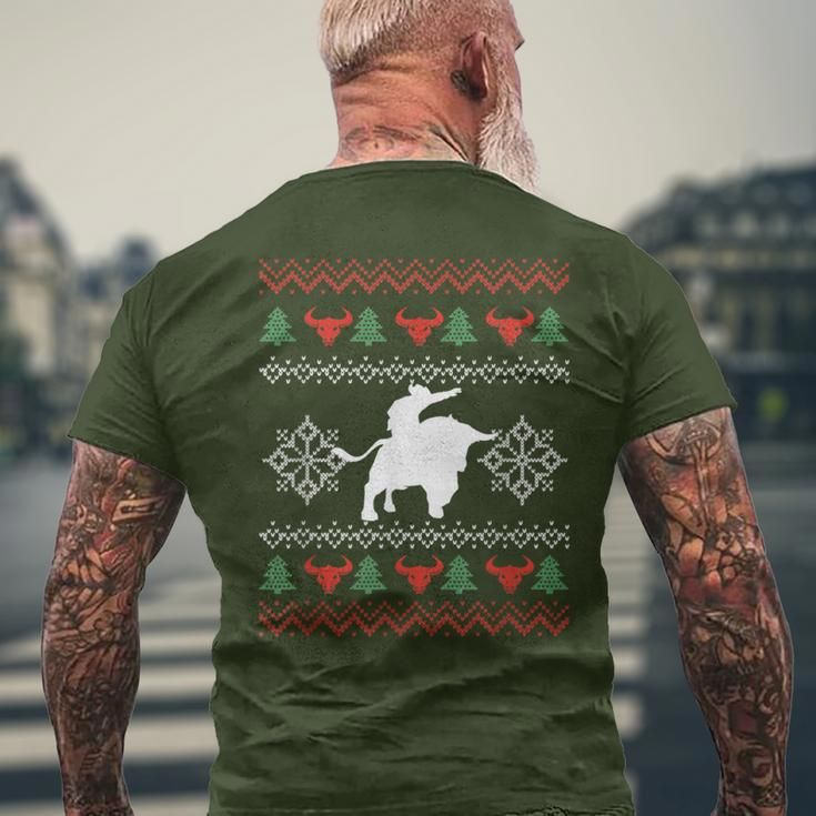 Ugly Christmas Bull Riding Cowboy Country Bull Rider Men's T-shirt Back Print Gifts for Old Men
