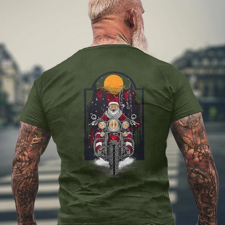 Vintage Santa Riding A Motorcycle Christmas Men's T-shirt Back Print Gifts for Old Men