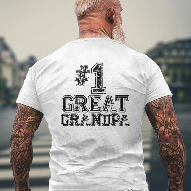 1 Great Grandpa Number One Sports Father's Day Mens Back Print T-shirt Gifts for Old Men