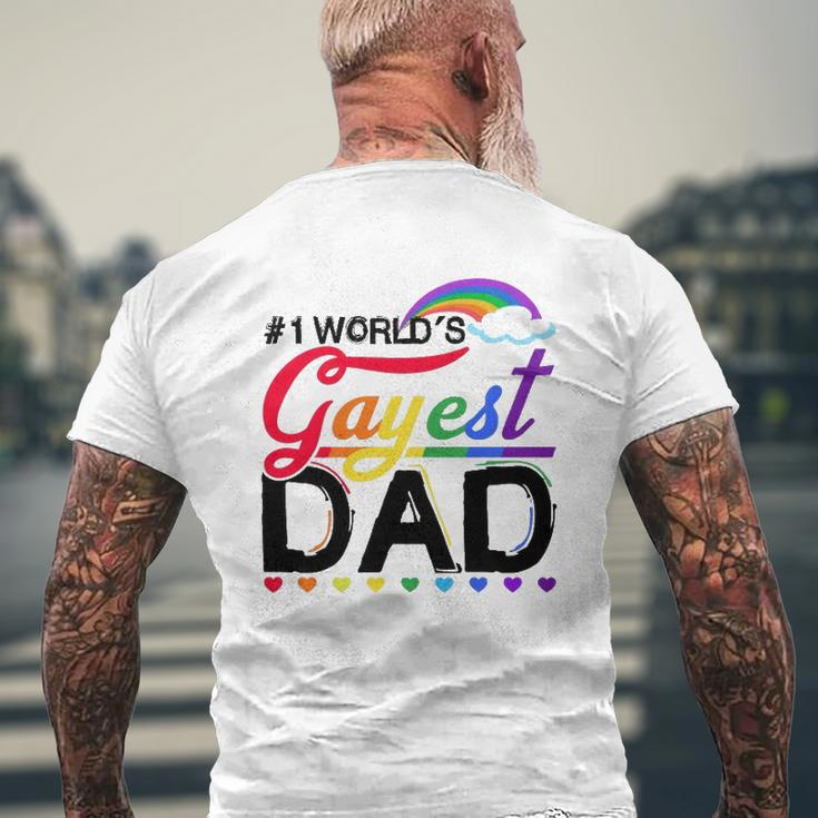 1 World's Gayest Dad Lgbt Pride Month Rainbow Mens Back Print T-shirt Gifts for Old Men