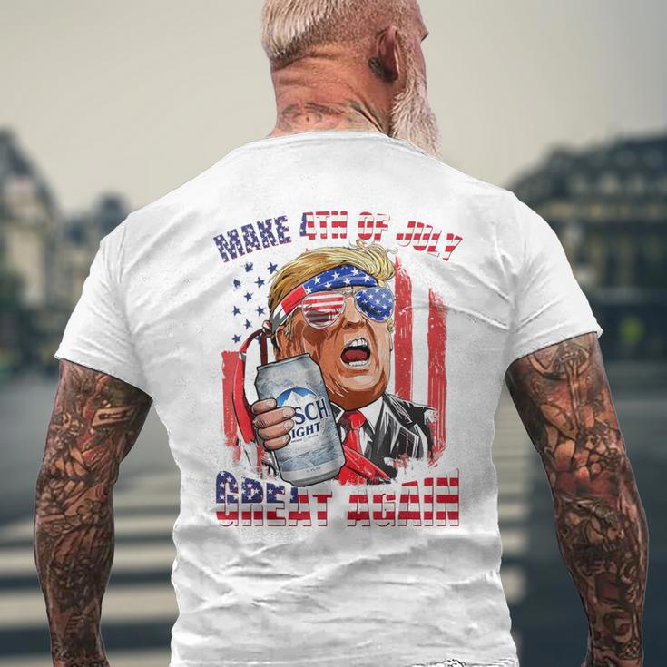 Make 4Th Of July Great Again Trump Drinking Beer Men's T-shirt Back Print Gifts for Old Men