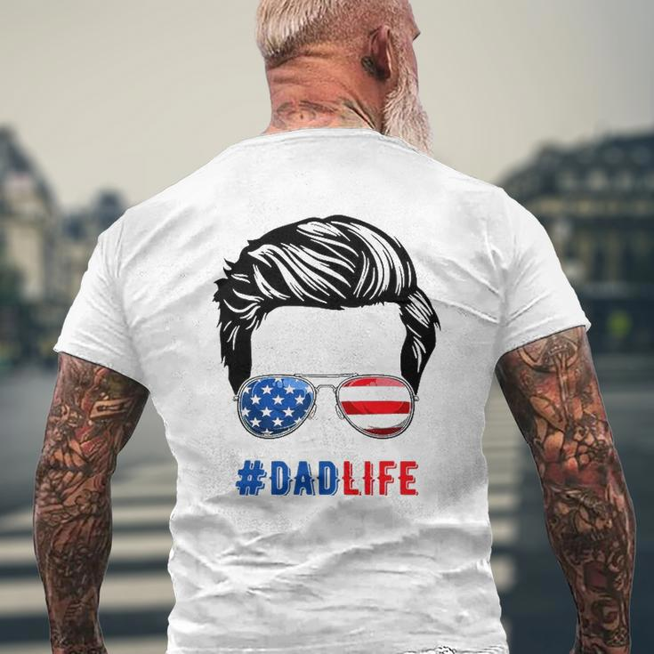 4Th Of July Tee Dad Life Sunglasses American Flag Mens Back Print T-shirt Gifts for Old Men