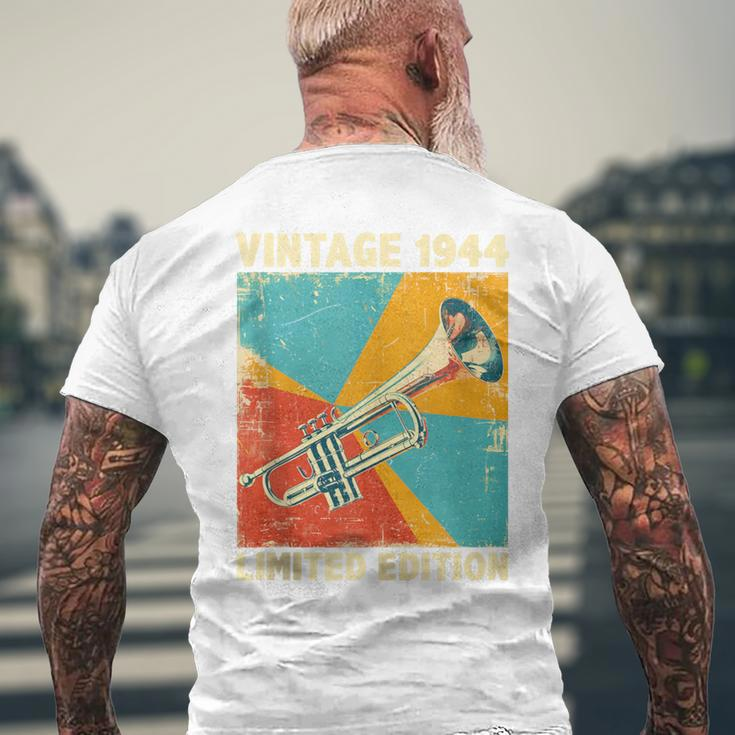 80 Years Old Vintage 1944 Trumpet Lover 80Th Birthday Men's T-shirt Back Print Gifts for Old Men