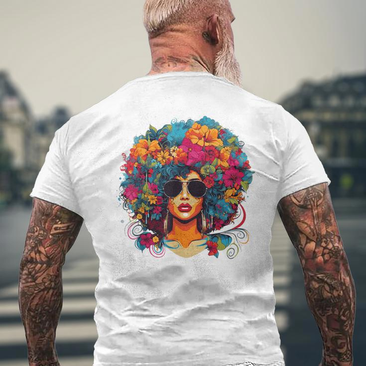 Afro Hair Natural Black History Pride Black Melanin Men's T-shirt Back Print Gifts for Old Men