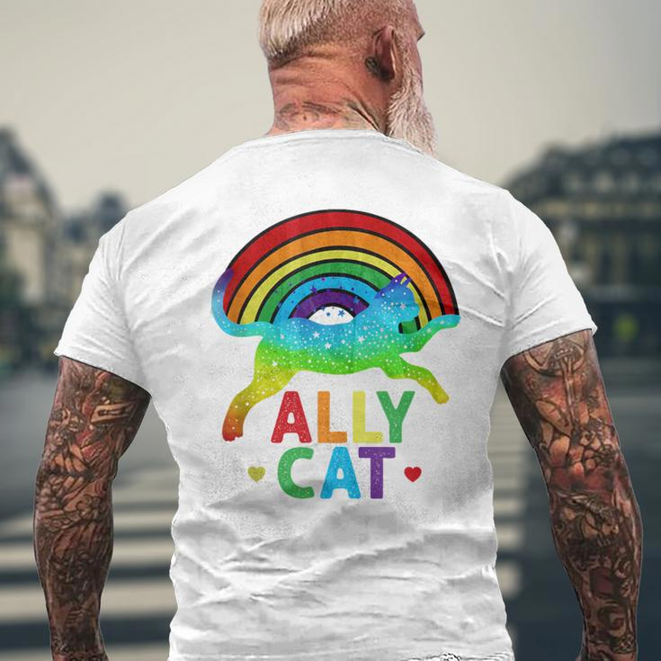 Ally Cat Lgbt Pride Ally Cat With Rainbow Men's T-shirt Back Print Gifts for Old Men