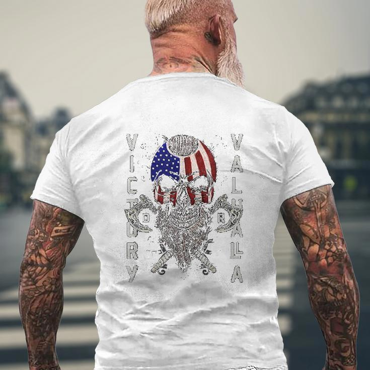 American Viking Victory Skull Flag Mens Back Print T-shirt Gifts for Old Men