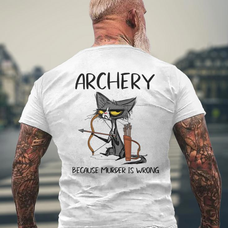 Archery Because Murder Is Wrong Cat Archer Mens Back Print T-shirt Gifts for Old Men