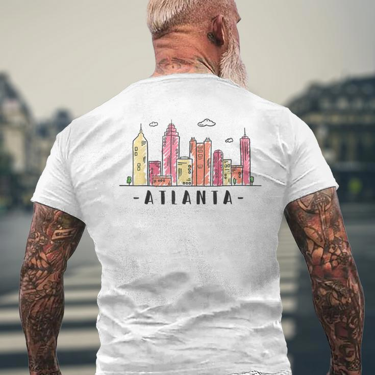 Atlanta Skyline Georgia Colorful City Souvenir Men's T-shirt Back Print Gifts for Old Men