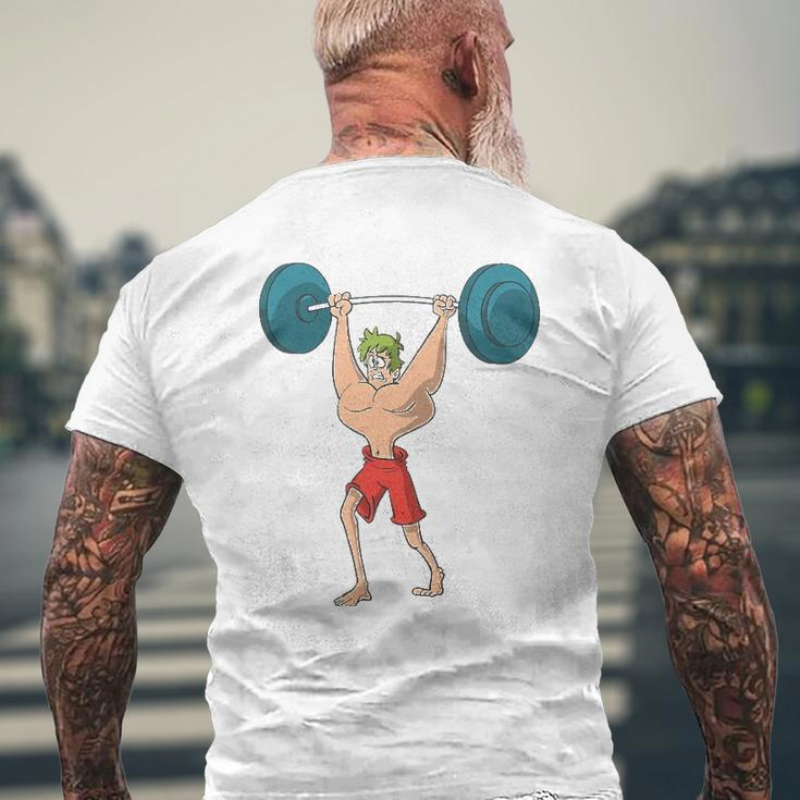 Barbell Weight Lifting Workout Mens Back Print T-shirt Gifts for Old Men